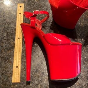Pleasure Flame Red Patent stiletto heels size 7